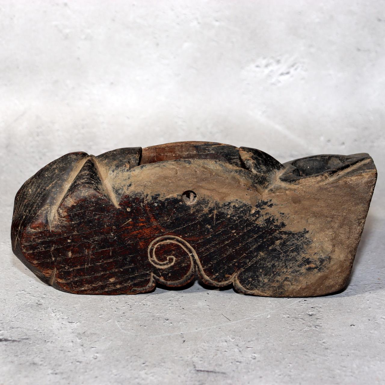 Japanese Antique Wooden Yagen & Ink Pot Medicine Grinder Mingei Folk Art Meiji22