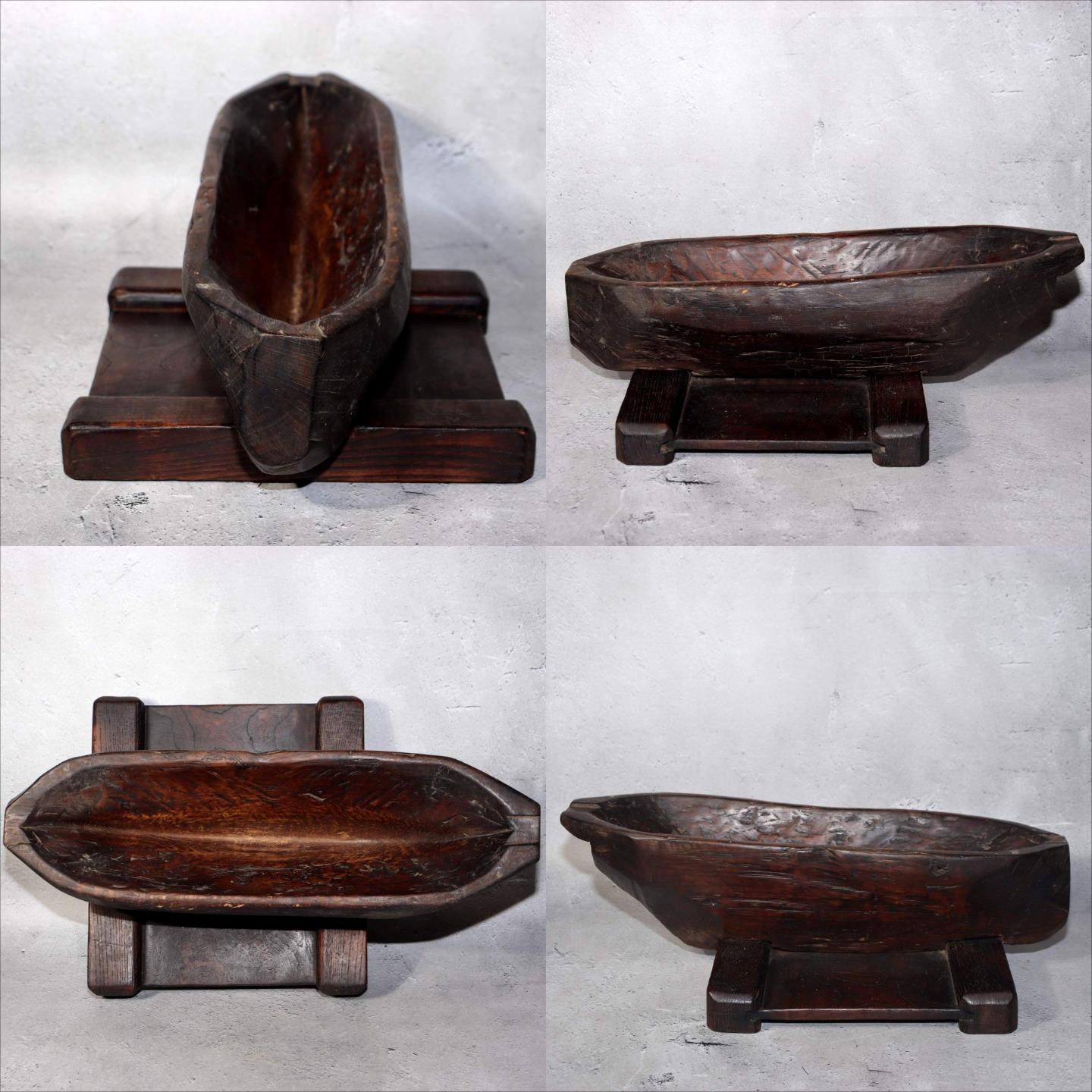 Japanese Antique Wooden Yagen & Ink Pot Medicine Grinder Mingei Folk Art Meiji2