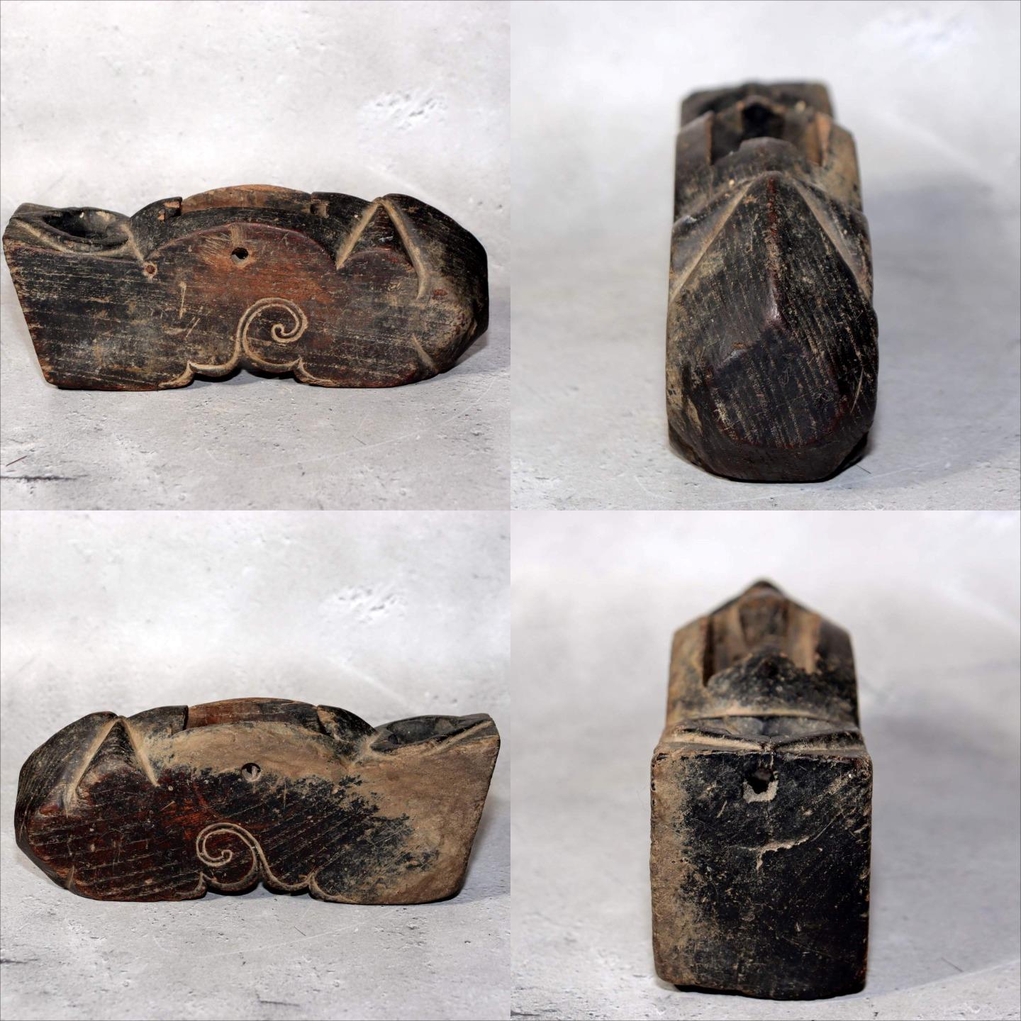 Japanese Antique Wooden Yagen & Ink Pot Medicine Grinder Mingei Folk Art Meiji8