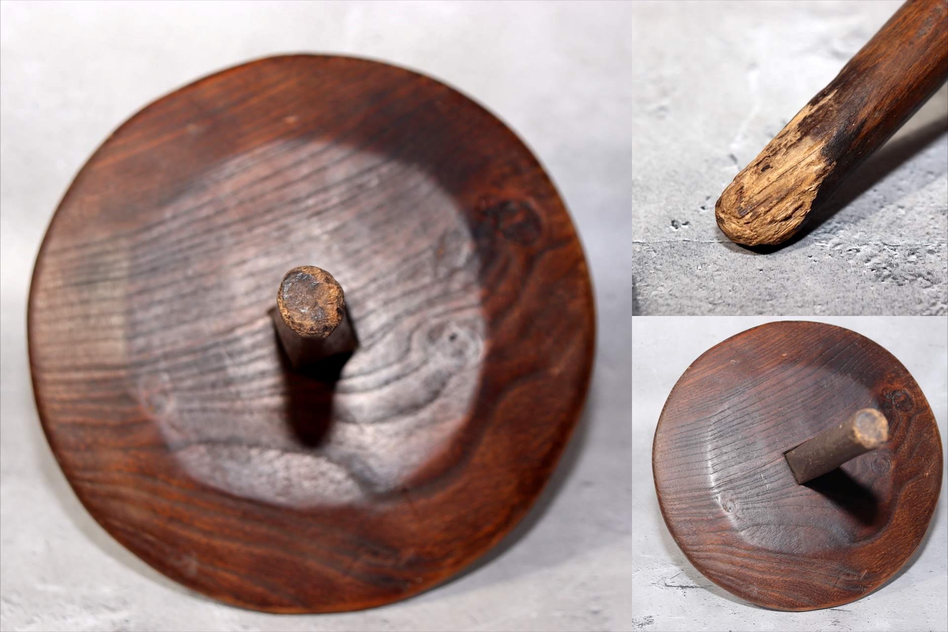 Japanese Antique Wooden Yagen & Ink Pot Medicine Grinder Mingei Folk Art Meiji7