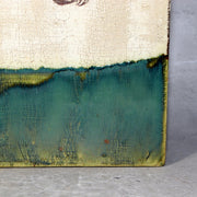 Vintage Japanese Oribe Ceramic Tile Board Art Pottery Green Glaze Trivet Stand13