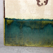 Vintage Japanese Oribe Ceramic Tile Board Art Pottery Green Glaze Trivet Stand14