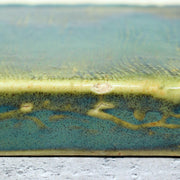 Vintage Japanese Oribe Ceramic Tile Board Art Pottery Green Glaze Trivet Stand23