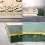 Vintage Japanese Oribe Ceramic Tile Board Art Pottery Green Glaze Trivet Stand9