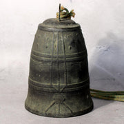 Antique Japanese Bronze Bell Hansho Buddhist Temple Ritual Green Patina BOS9813