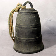 Antique Japanese Bronze Bell Hansho Buddhist Temple Ritual Green Patina BOS9814