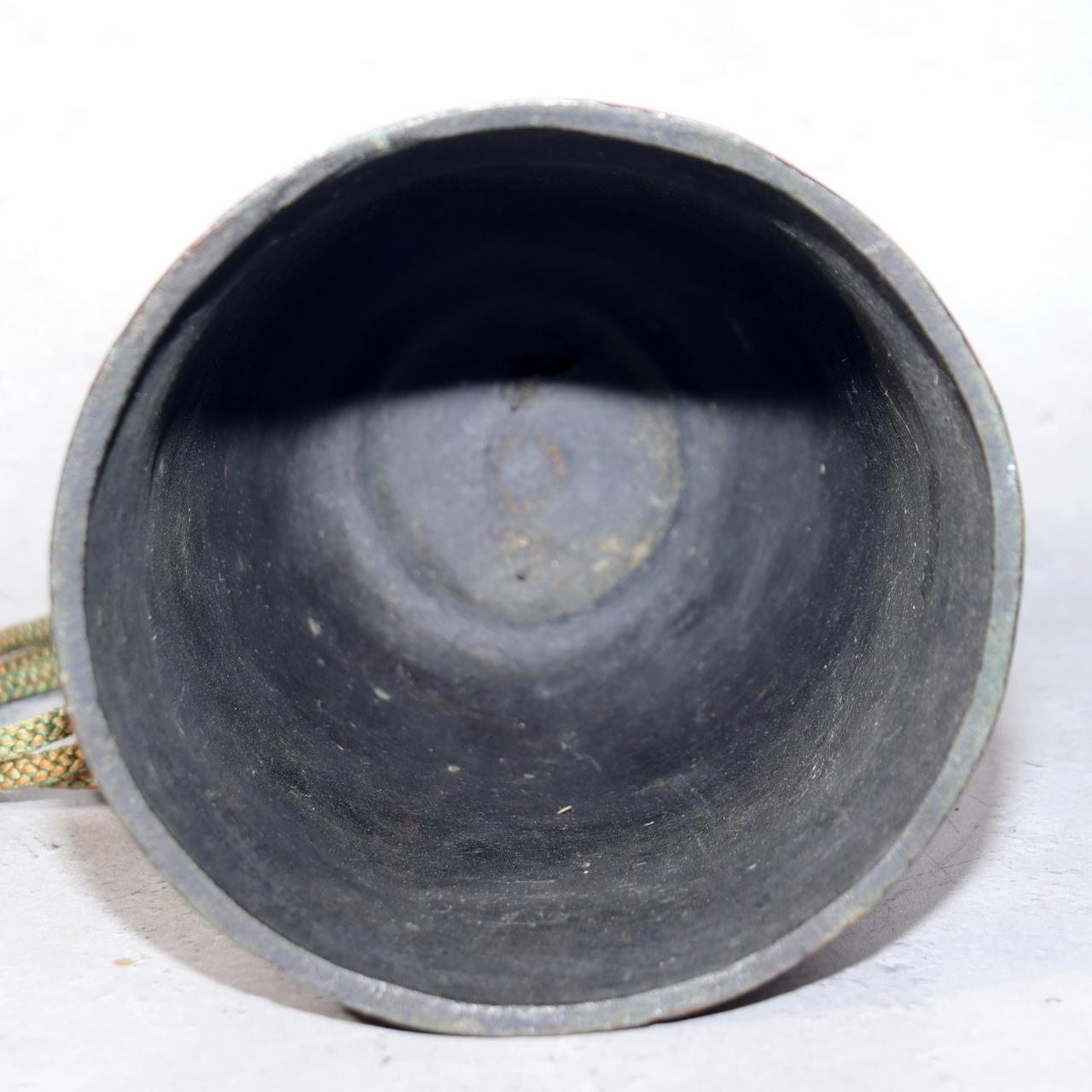 Antique Japanese Bronze Bell Hansho Buddhist Temple Ritual Green Patina BOS9815