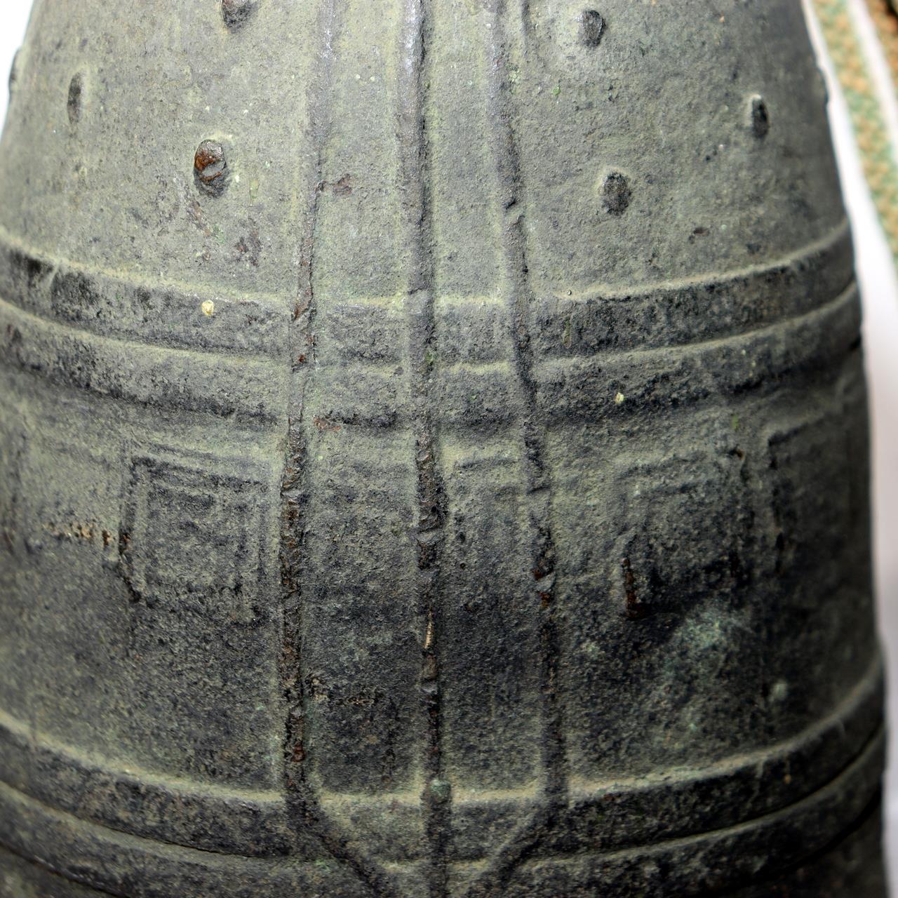 Antique Japanese Bronze Bell Hansho Buddhist Temple Ritual Green Patina BOS98111