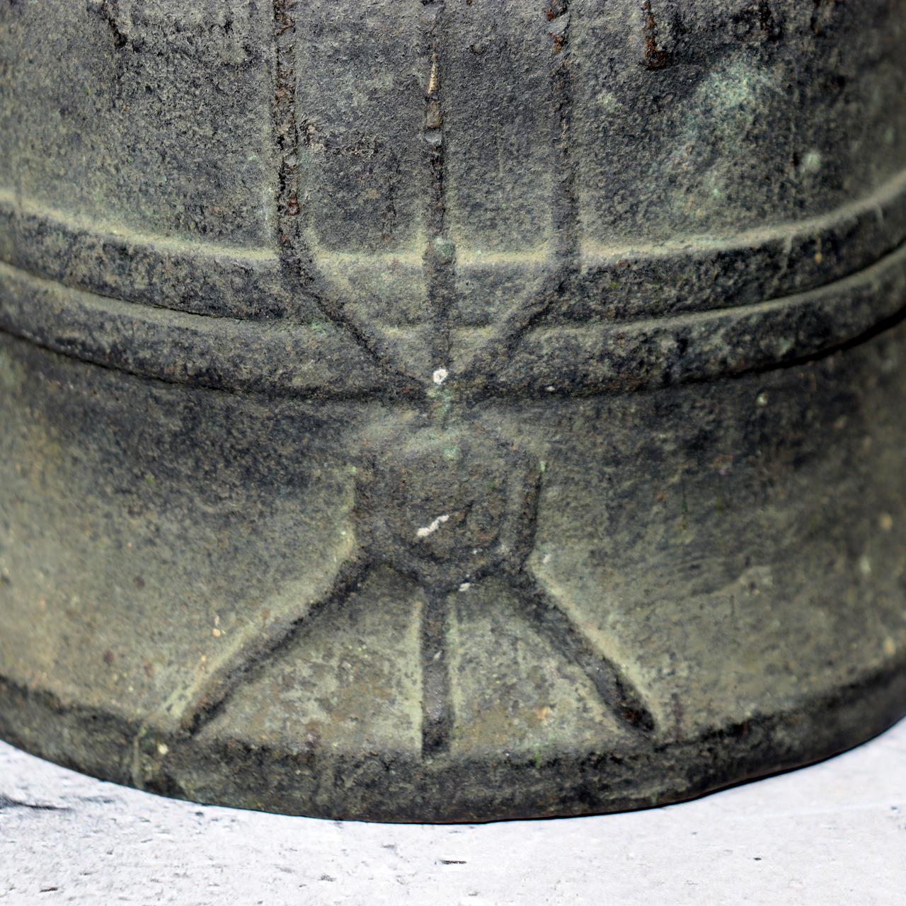 Antique Japanese Bronze Bell Hansho Buddhist Temple Ritual Green Patina BOS98112