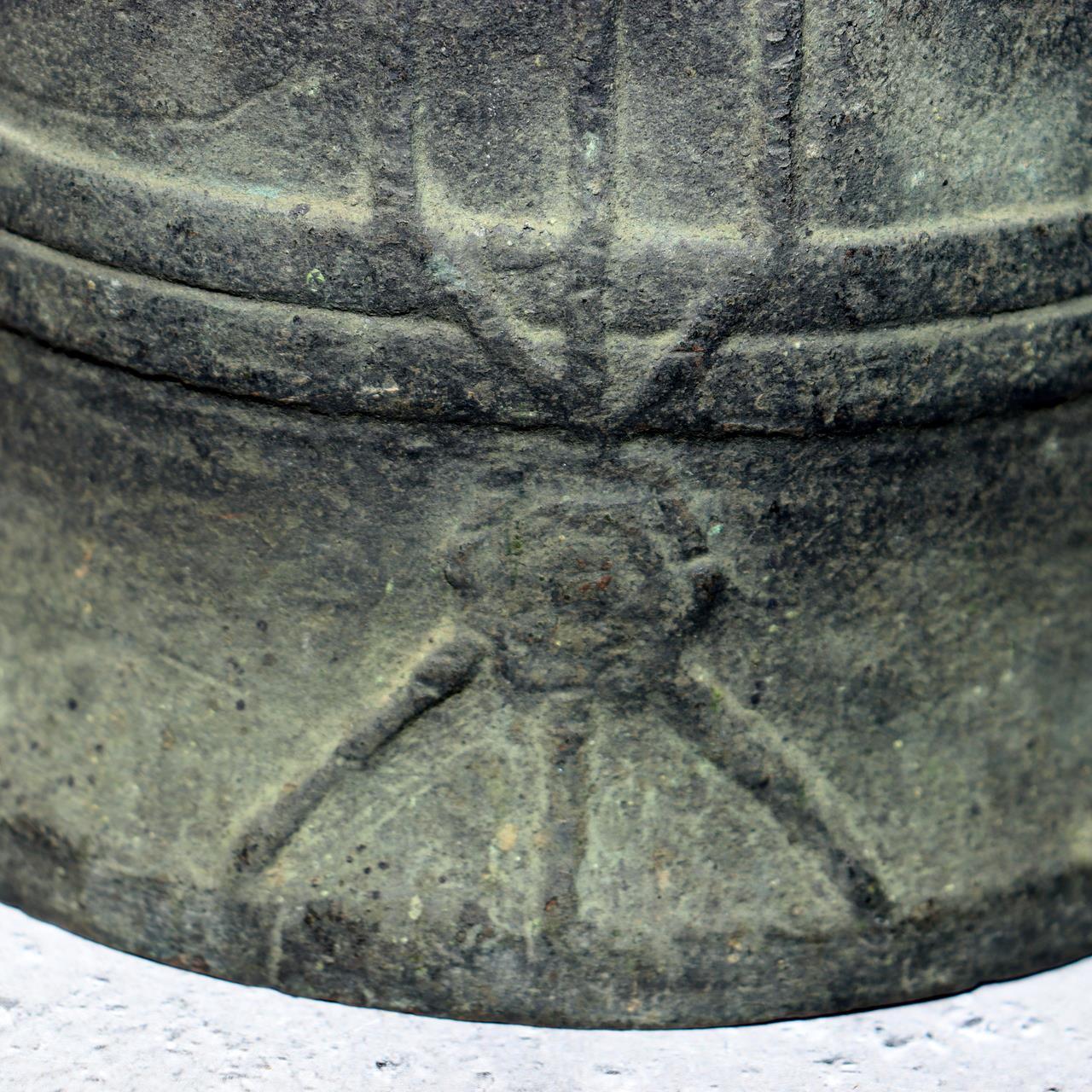 Antique Japanese Bronze Bell Hansho Buddhist Temple Ritual Green Patina BOS98118