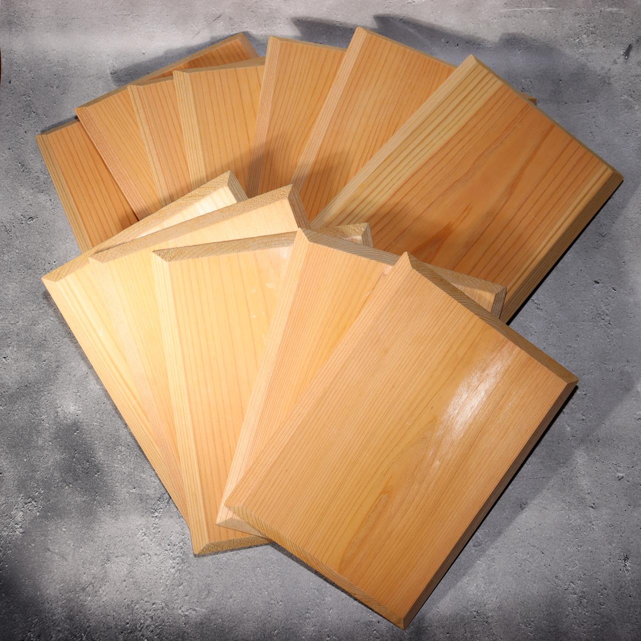 Japanese Wooden Flat Plates 12pc Set  Cedar Grain Serving Boards Sushi Kaiseki0