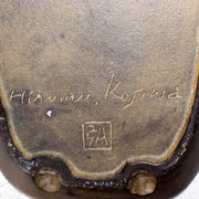 Japanese Bronze Owl Tray Plate Kojima Hiromu Signed Art Lucky Bird BOS9834