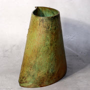Japanese Bronze Vase Takashi Omori Signed Crane Bird Green Patina Ikebana Art2