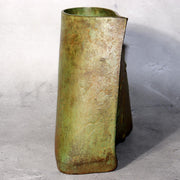 Japanese Bronze Vase Takashi Omori Signed Crane Bird Green Patina Ikebana Art4