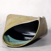 Japanese Bronze Vase Takashi Omori Signed Crane Bird Green Patina Ikebana Art5