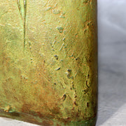 Japanese Bronze Vase Takashi Omori Signed Crane Bird Green Patina Ikebana Art12