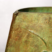 Japanese Bronze Vase Takashi Omori Signed Crane Bird Green Patina Ikebana Art14