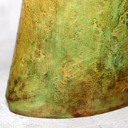 Japanese Bronze Vase Takashi Omori Signed Crane Bird Green Patina Ikebana Art15