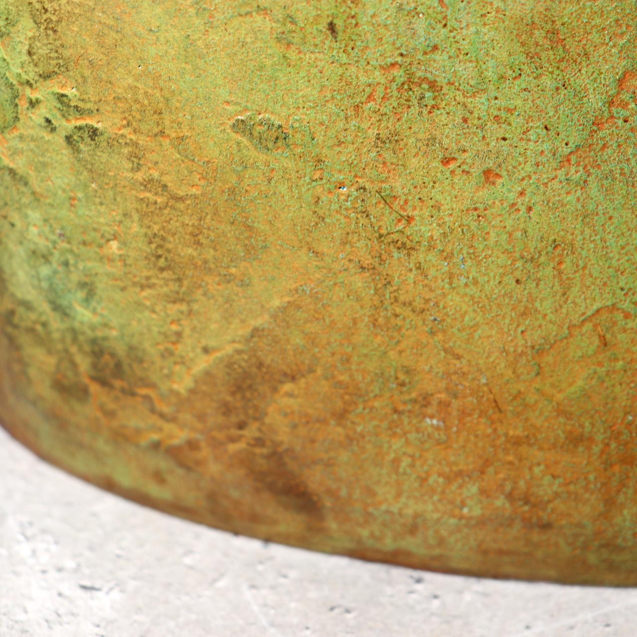 Japanese Bronze Vase Takashi Omori Signed Crane Bird Green Patina Ikebana Art17