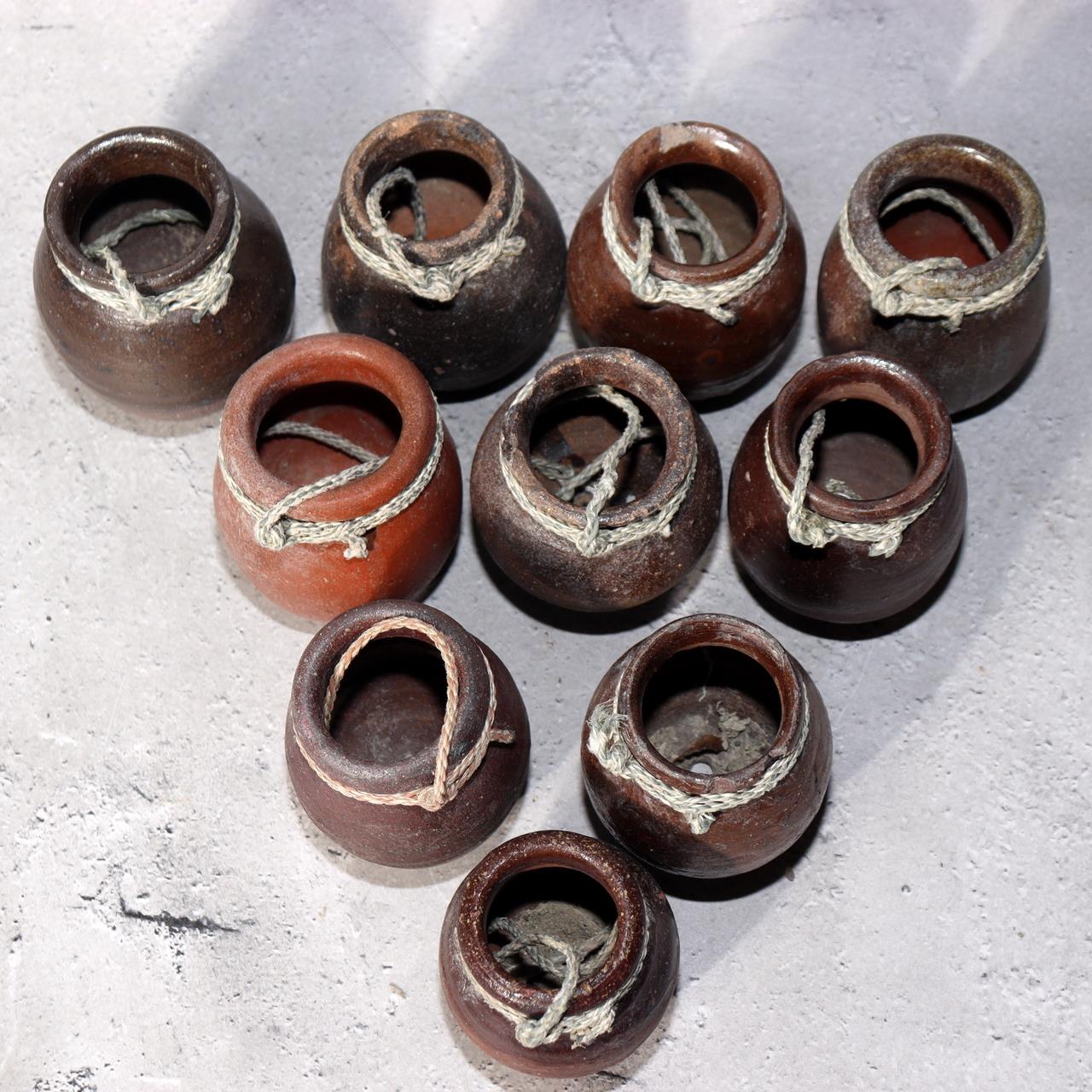 Japanese Antique Takotsubo 10pc Set Octopus Trap Pots Fishing Jar