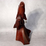 Japanese Bronze Statue Koi Fish Carp Rising Success Saegusa Sotaro Signed2