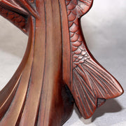 Japanese Bronze Statue Koi Fish Carp Rising Success Saegusa Sotaro Signed13