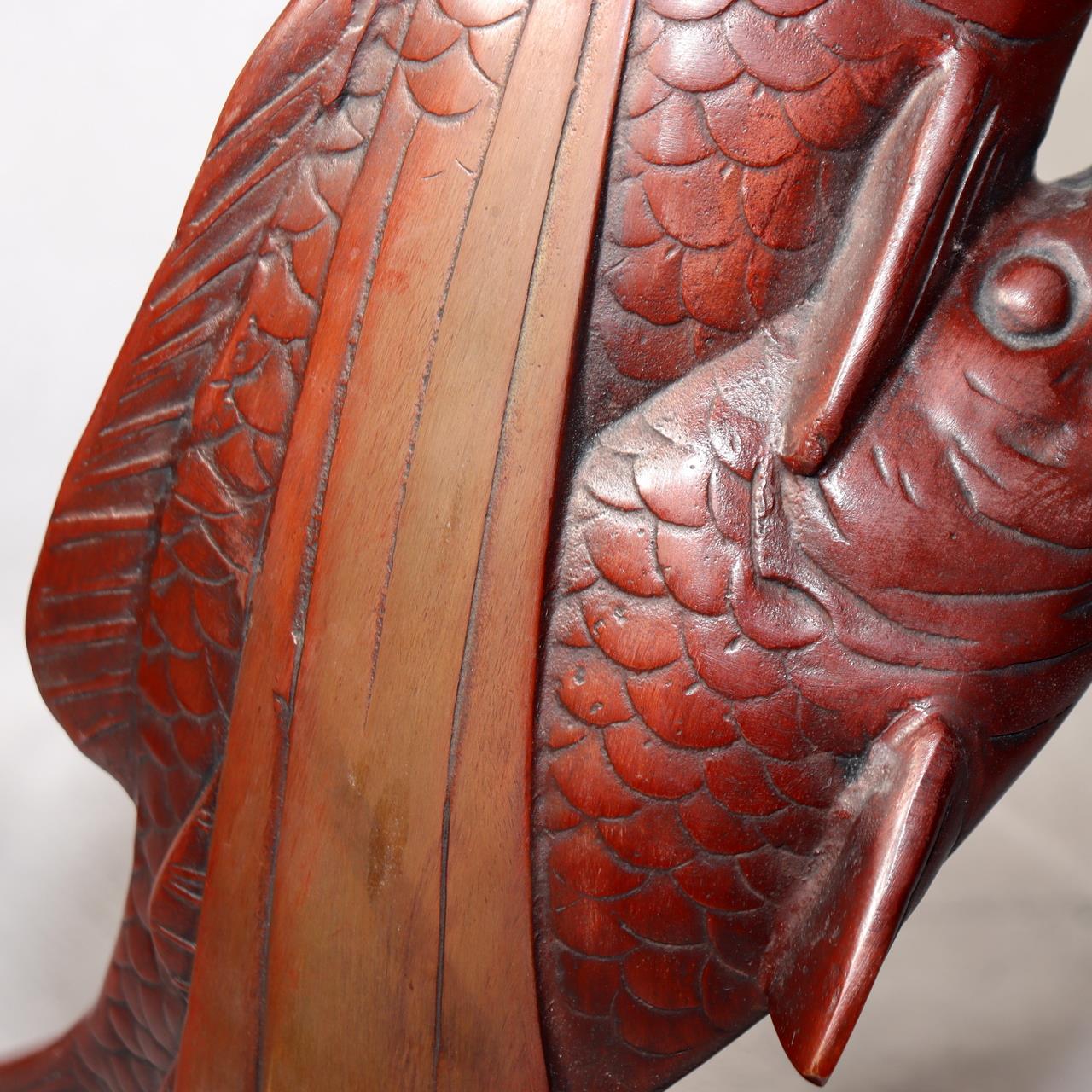 Japanese Bronze Statue Koi Fish Carp Rising Success Saegusa Sotaro Signed19