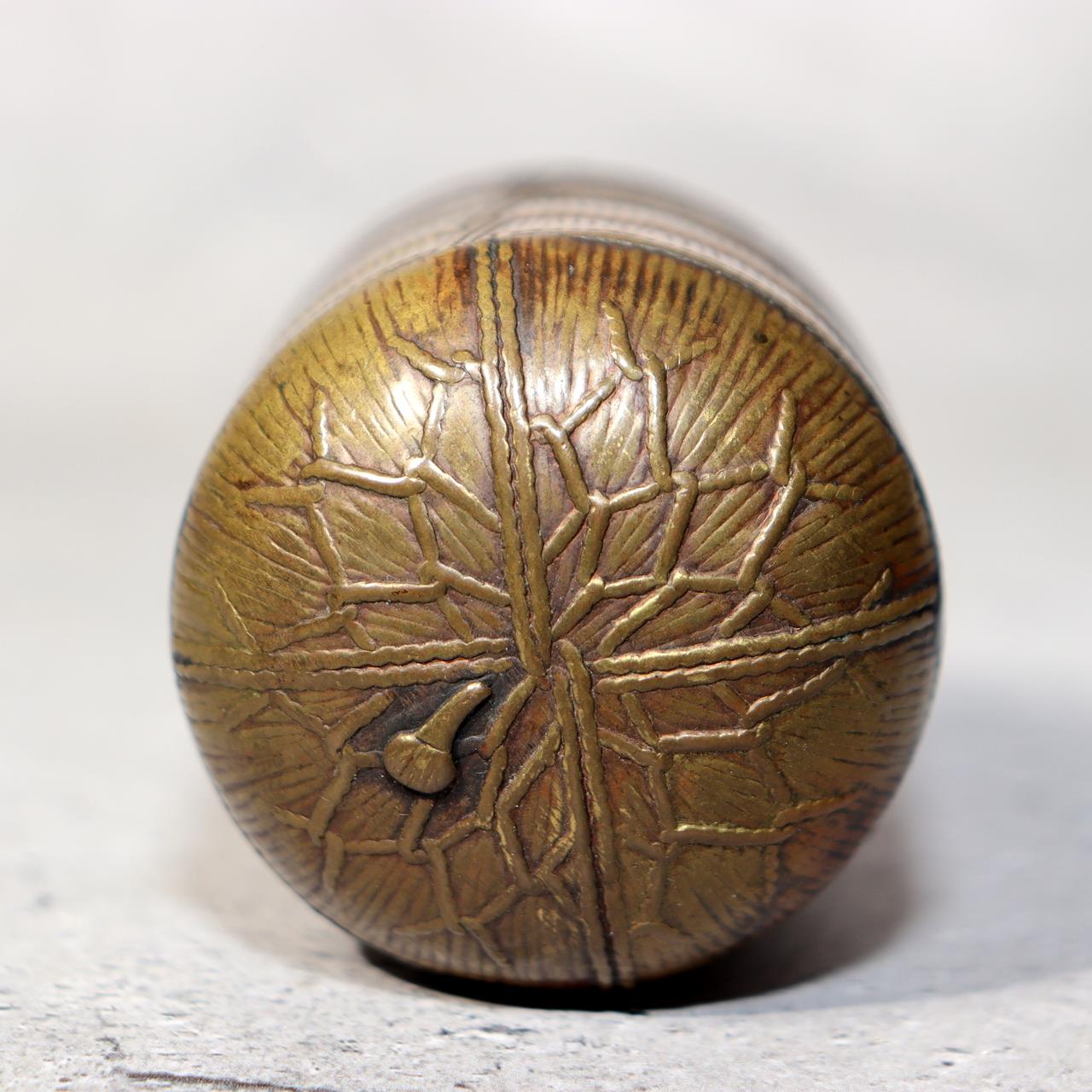 Japanese Antique Meiji Brass Box Kogo Tawara Rice Bale Ikoma Signed Metal3