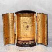 Japanese Antique Zushi Pocket Shrine Wooden Case Bronze Kannon Buddha Statue10