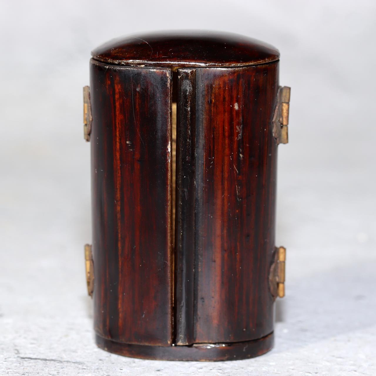 Japanese Antique Zushi Pocket Shrine Wooden Case Bronze Kannon Buddha Statue12