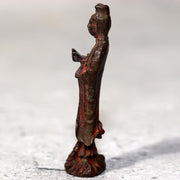 Japanese Antique Zushi Pocket Shrine Wooden Case Bronze Kannon Buddha Statue6