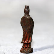 Japanese Antique Zushi Pocket Shrine Wooden Case Bronze Kannon Buddha Statue7