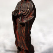 Japanese Antique Zushi Pocket Shrine Wooden Case Bronze Kannon Buddha Statue23
