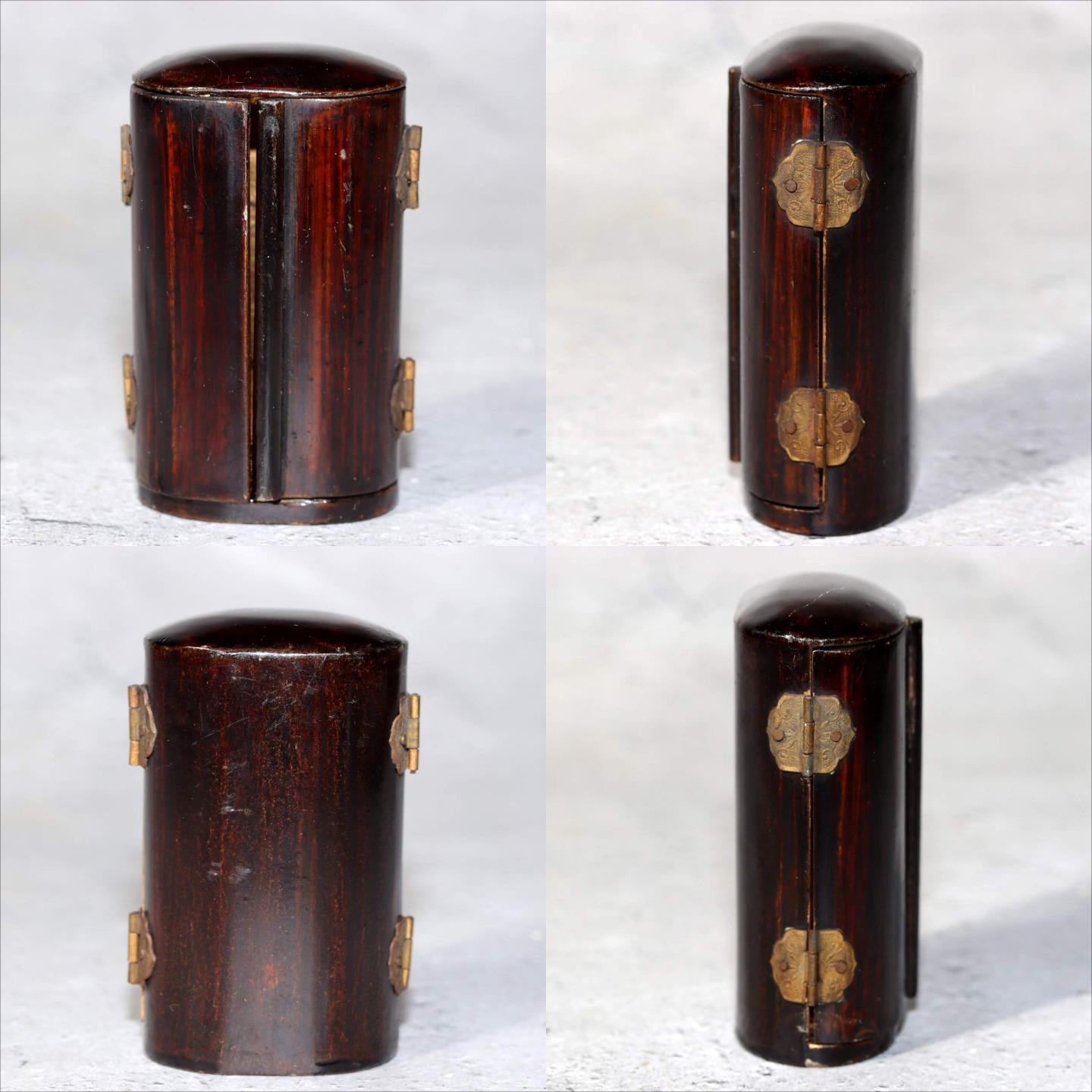 Japanese Antique Zushi Pocket Shrine Wooden Case Bronze Kannon Buddha Statue3