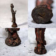 Japanese Antique Zushi Pocket Shrine Wooden Case Bronze Kannon Buddha Statue5