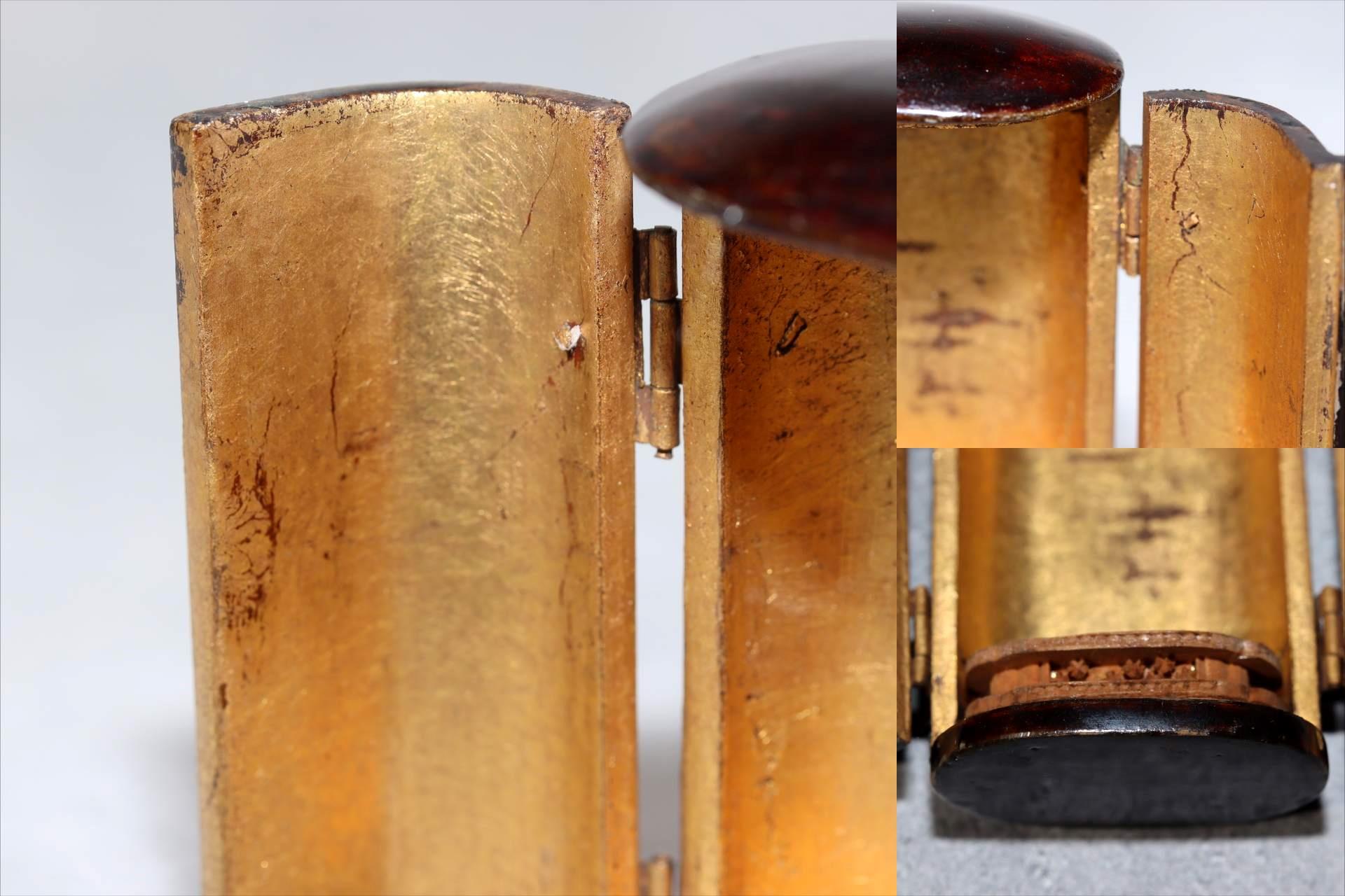 Japanese Antique Zushi Pocket Shrine Wooden Case Bronze Kannon Buddha Statue9