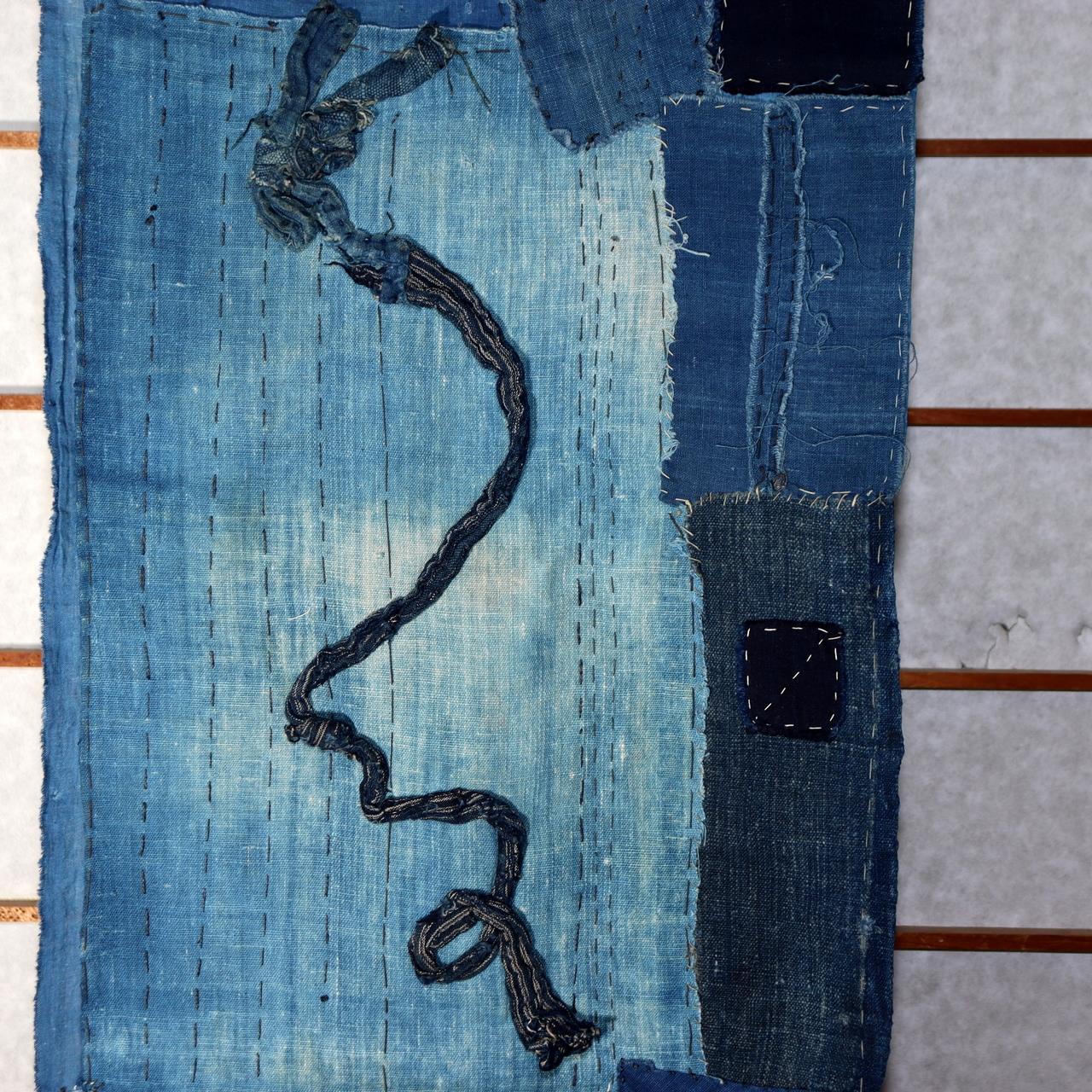 Japanese Antique Boro Fabric Indigo Cotton Sashiko Patchwork Folk Art BRKW1590