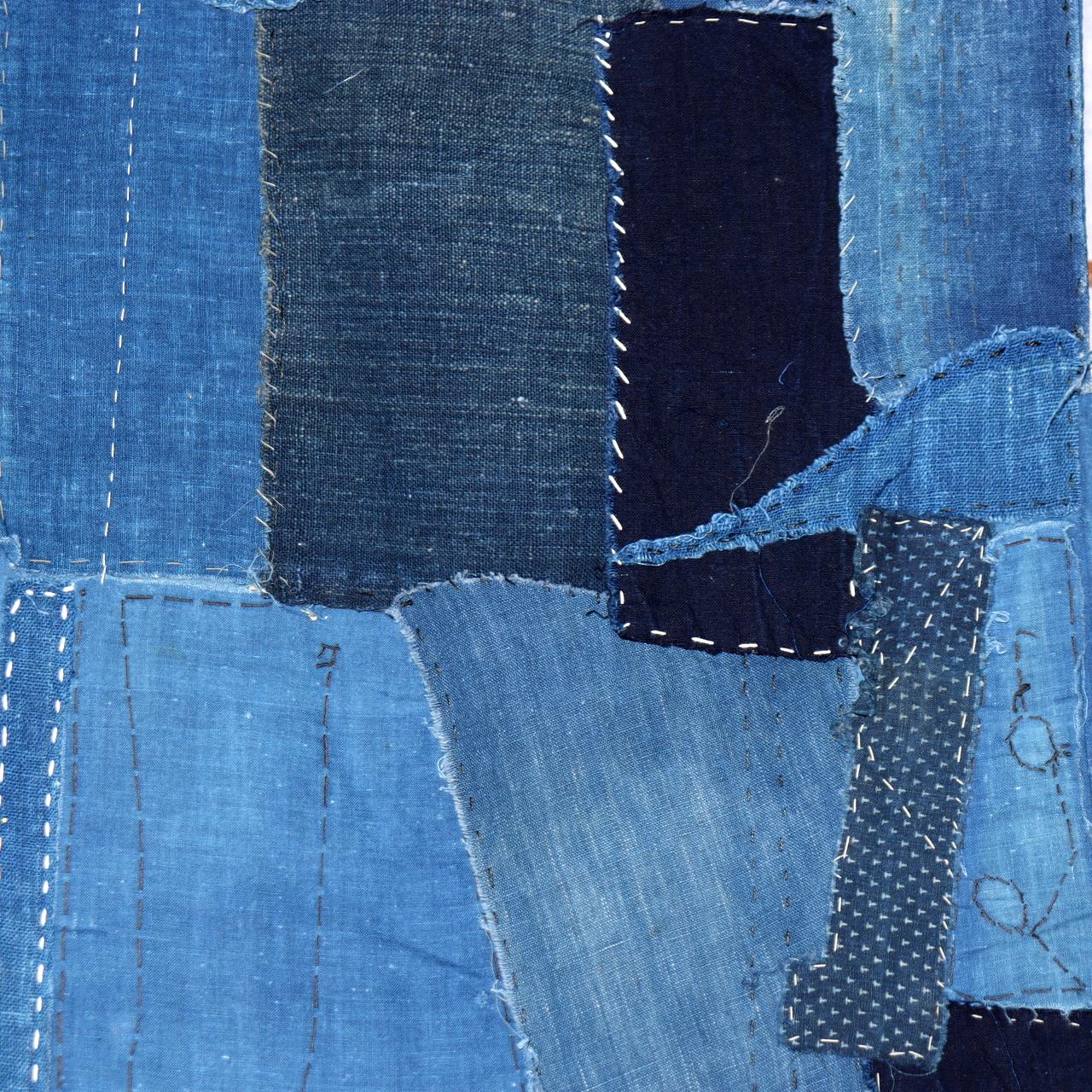 Japanese Antique Boro Fabric Indigo Cotton Sashiko Patchwork Folk Art BRKW1593