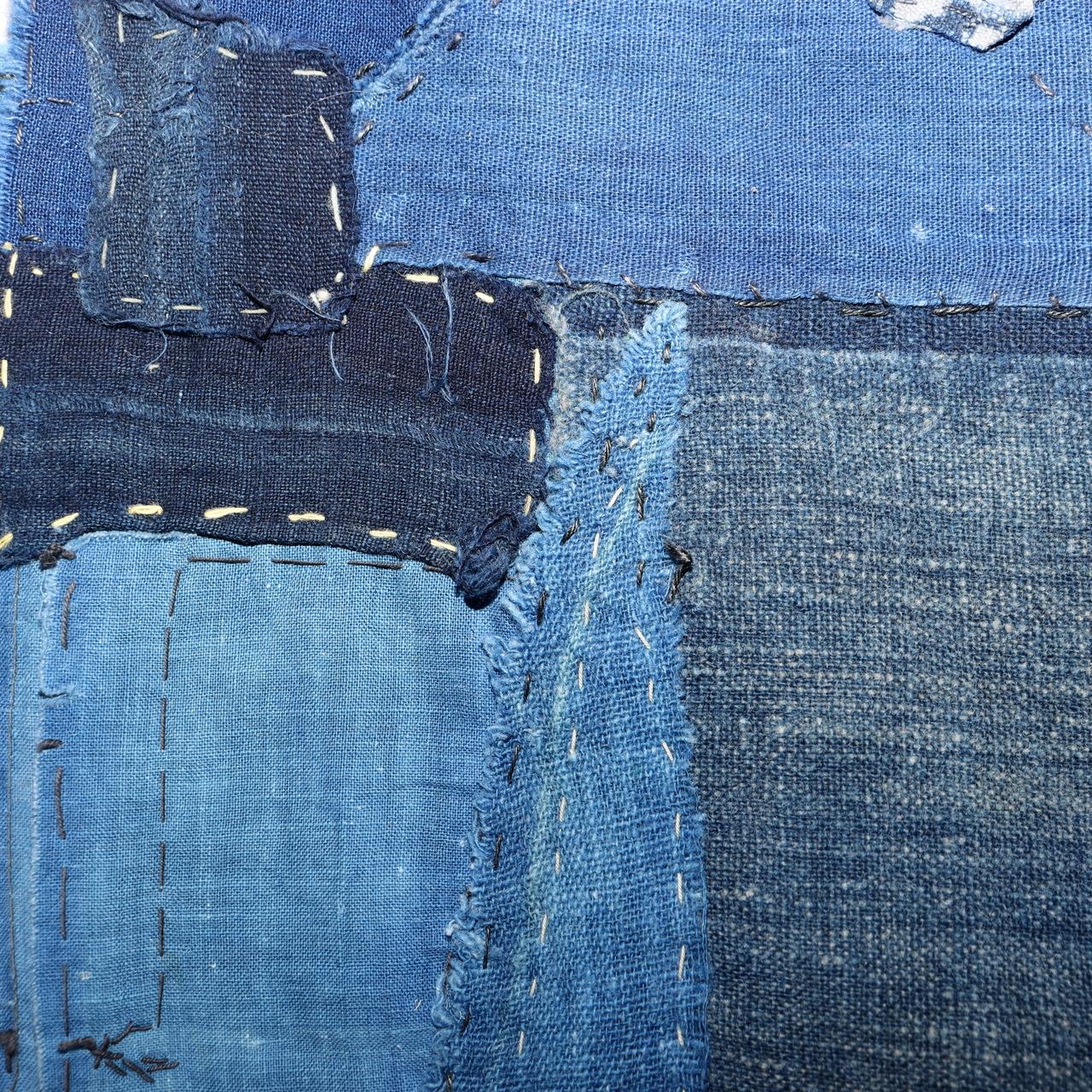 Japanese Antique Boro Fabric Indigo Cotton Sashiko Patchwork Folk Art BRKW15910
