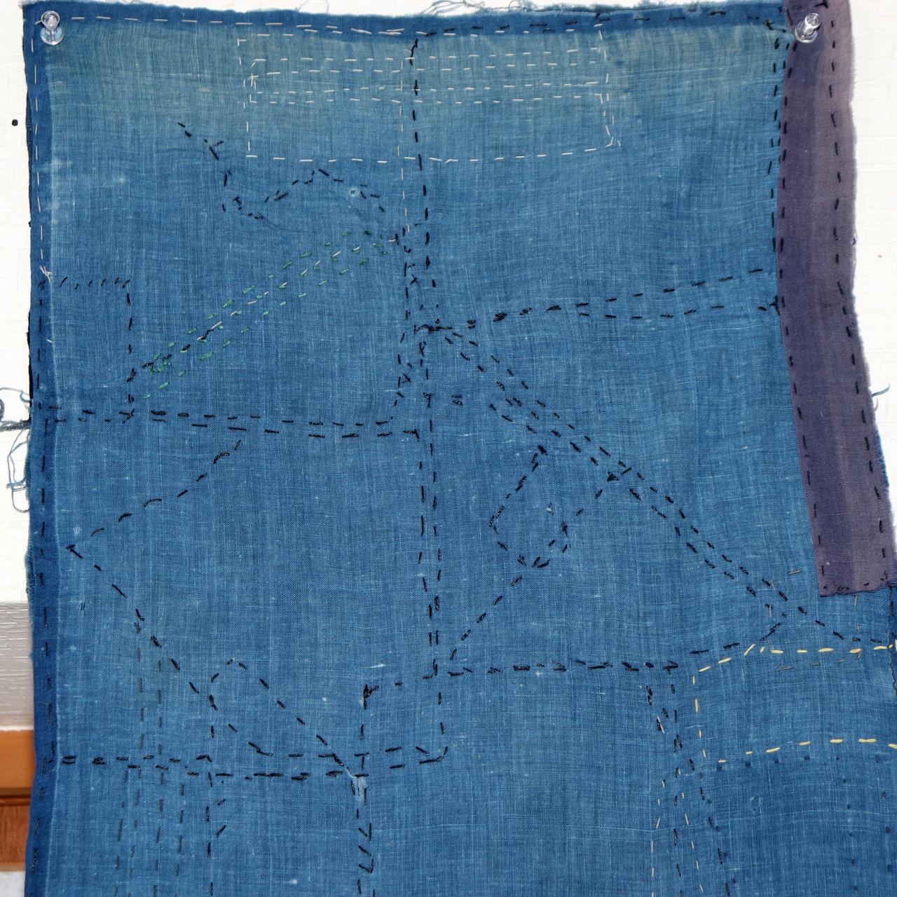 Japanese Antique Boro Fabric Indigo Cotton Sashiko Patchwork Folk Art BRKW15912