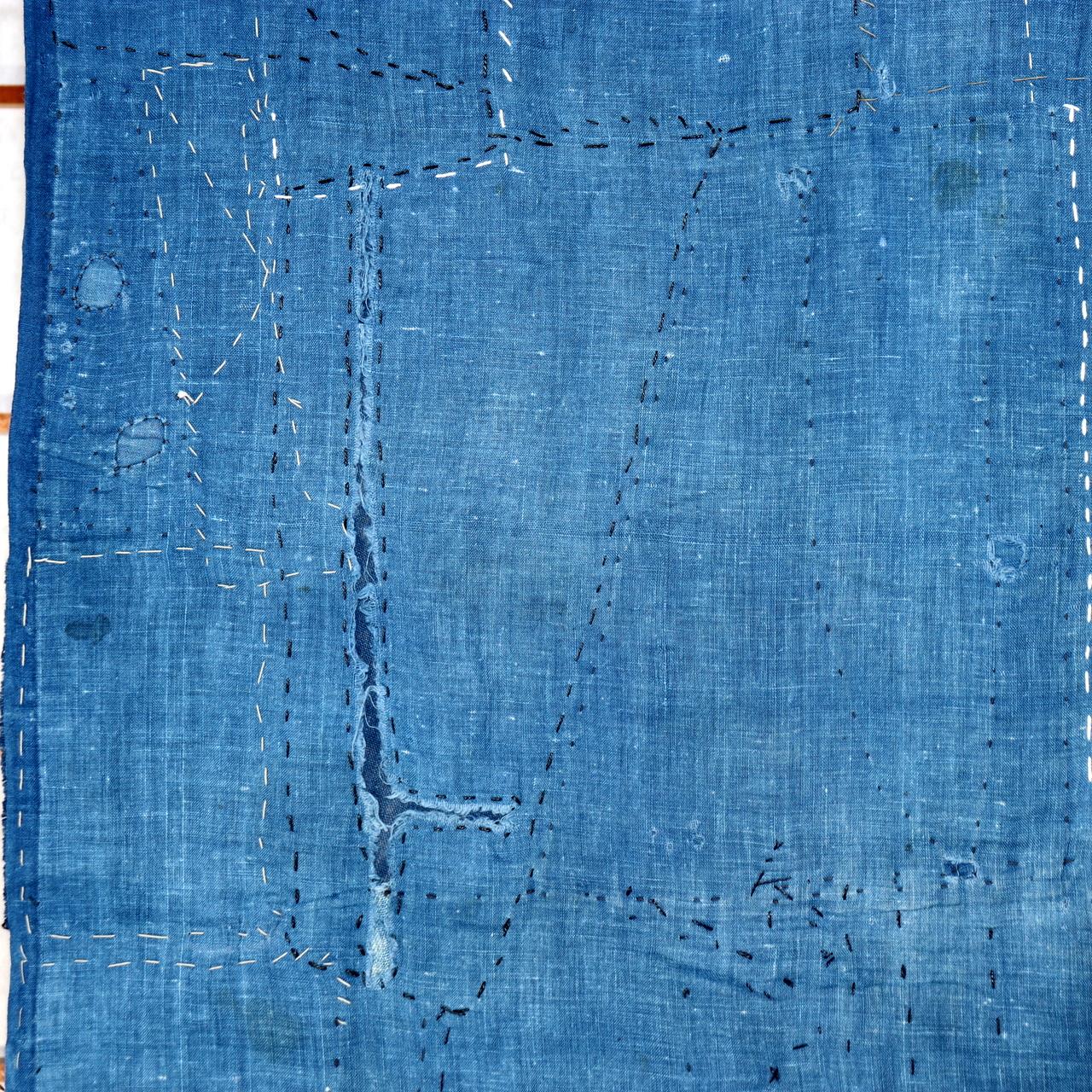 Japanese Antique Boro Fabric Indigo Cotton Sashiko Patchwork Folk Art BRKW15913