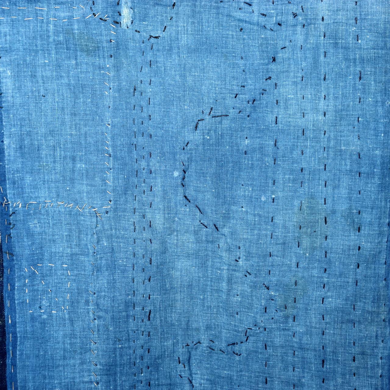 Japanese Antique Boro Fabric Indigo Cotton Sashiko Patchwork Folk Art BRKW15914