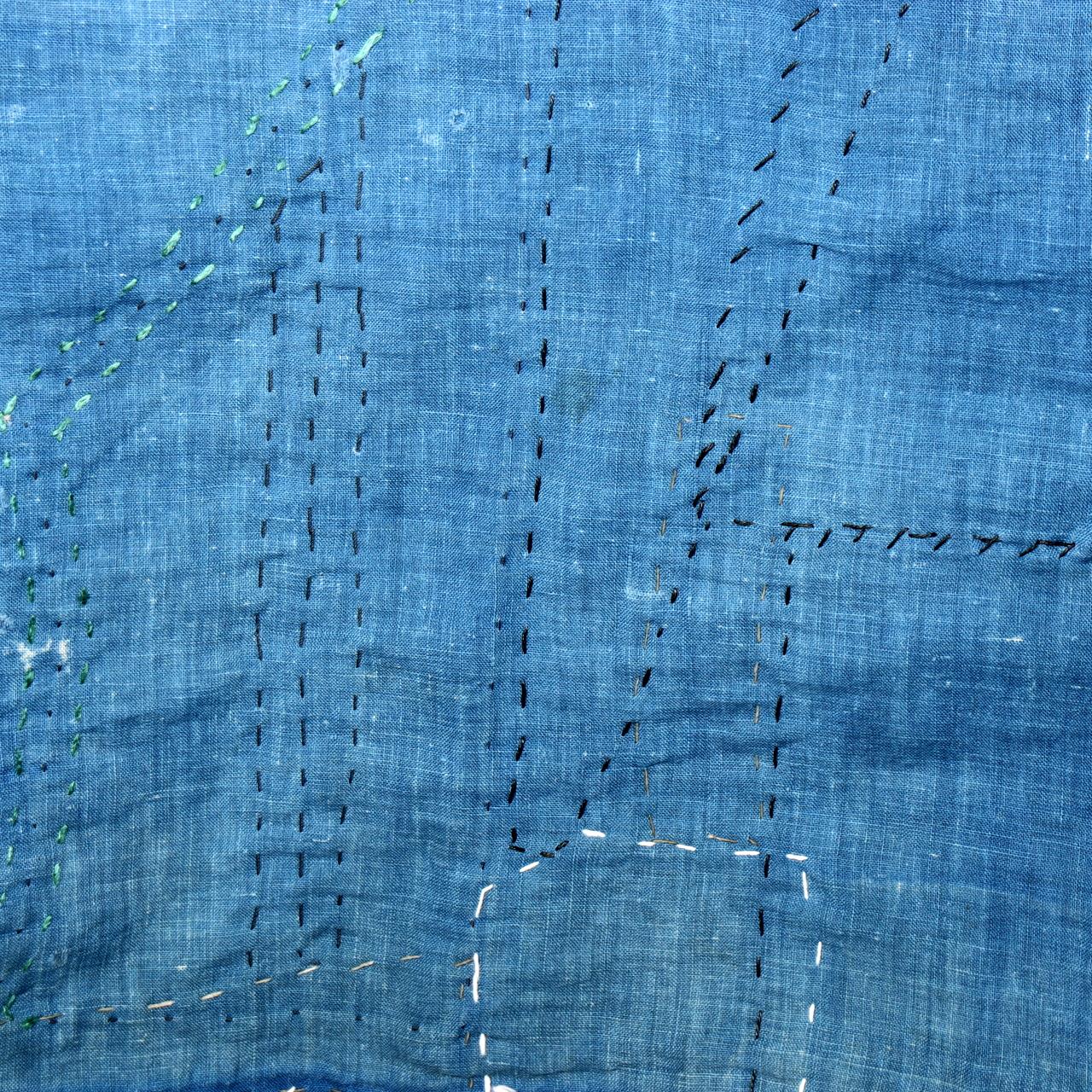 Japanese Antique Boro Fabric Indigo Cotton Sashiko Patchwork Folk Art BRKW15916