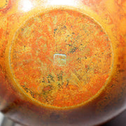 Japanese Bronze Vase Signed Flower Red Patina Vintage BV7036