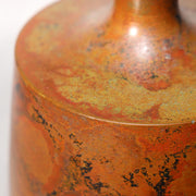 Japanese Bronze Vase Signed Flower Red Patina Vintage BV70311