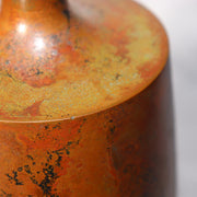 Japanese Bronze Vase Signed Flower Red Patina Vintage BV70312