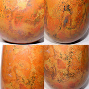 Japanese Bronze Vase Signed Flower Red Patina Vintage BV7038