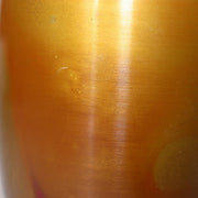 Japanese Bronze Flower Vase Signed Shin Gold Patina Wood Stand Ikebana BV70517