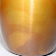 Japanese Bronze Flower Vase Signed Shin Gold Patina Wood Stand Ikebana BV70518