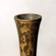 Japanese Vintage Bronze Vase Octagonal Ikebana Flower Rustic Patina BV7066